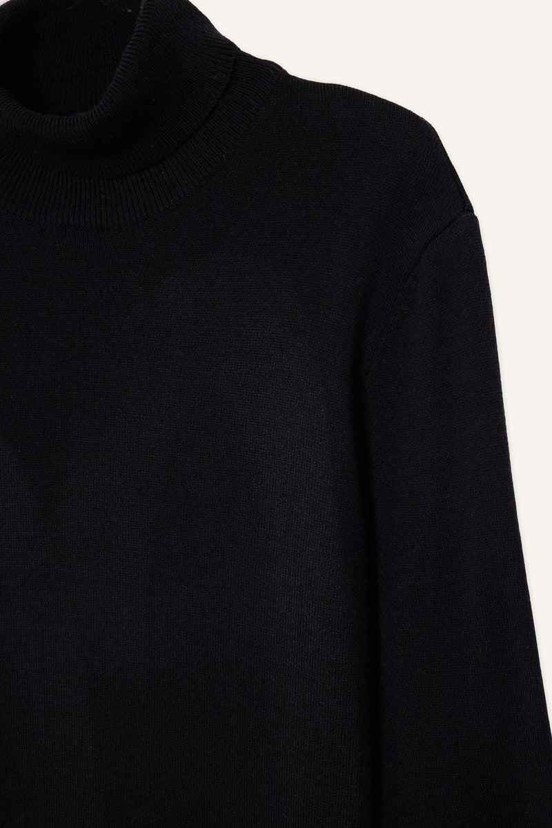 DeFacto Black Man Black Slim Fit Turtleneck Basic Knitwear Pullover Casual - Image 5